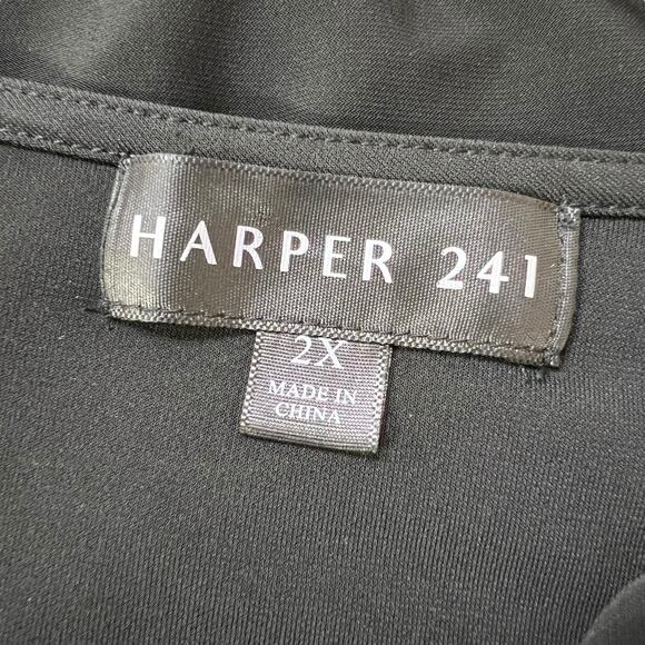 Harper 241 Womens Blouse Shirt Top Drape Neck Chain Accent Stretch Black 2X - Picture 8 of 10